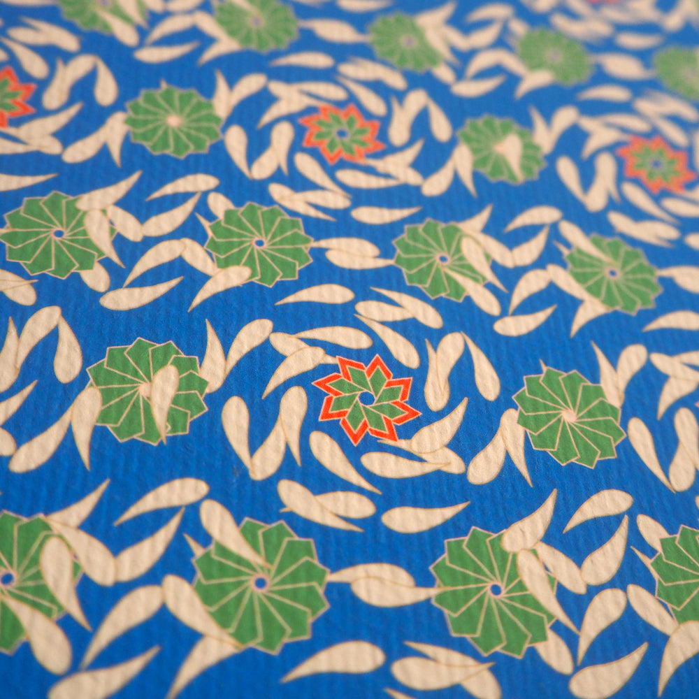 bright stem contemporary art print GEOMETRIC ORGANIC EXPERIMENTAL PATTERN first edition signed by the artist close up cobalt blue and emerald green
