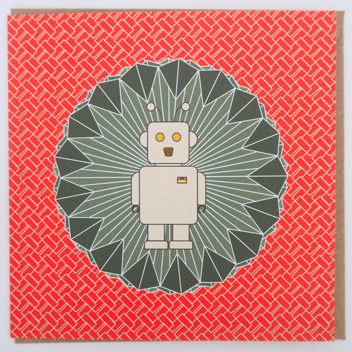 bright stem Children's Birthday Card and Envelope  Recyclable Suitable for Kids Boys robot illustration inspired by sci-fi and toys