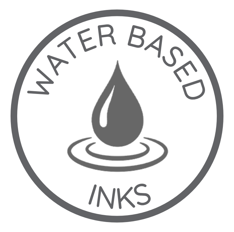 screen printed using water-based inks. Which are safer and better for the environment, production staff and end users. The inks used are GNA compliant (GNA approved inks exceed the expectations of leading retail brands). They are also Oeko-Tex certified and hold an Eco Passport (Oeko-Tex is an independent certification system for chemicals, colourants and auxiliaries used in the textile industry).