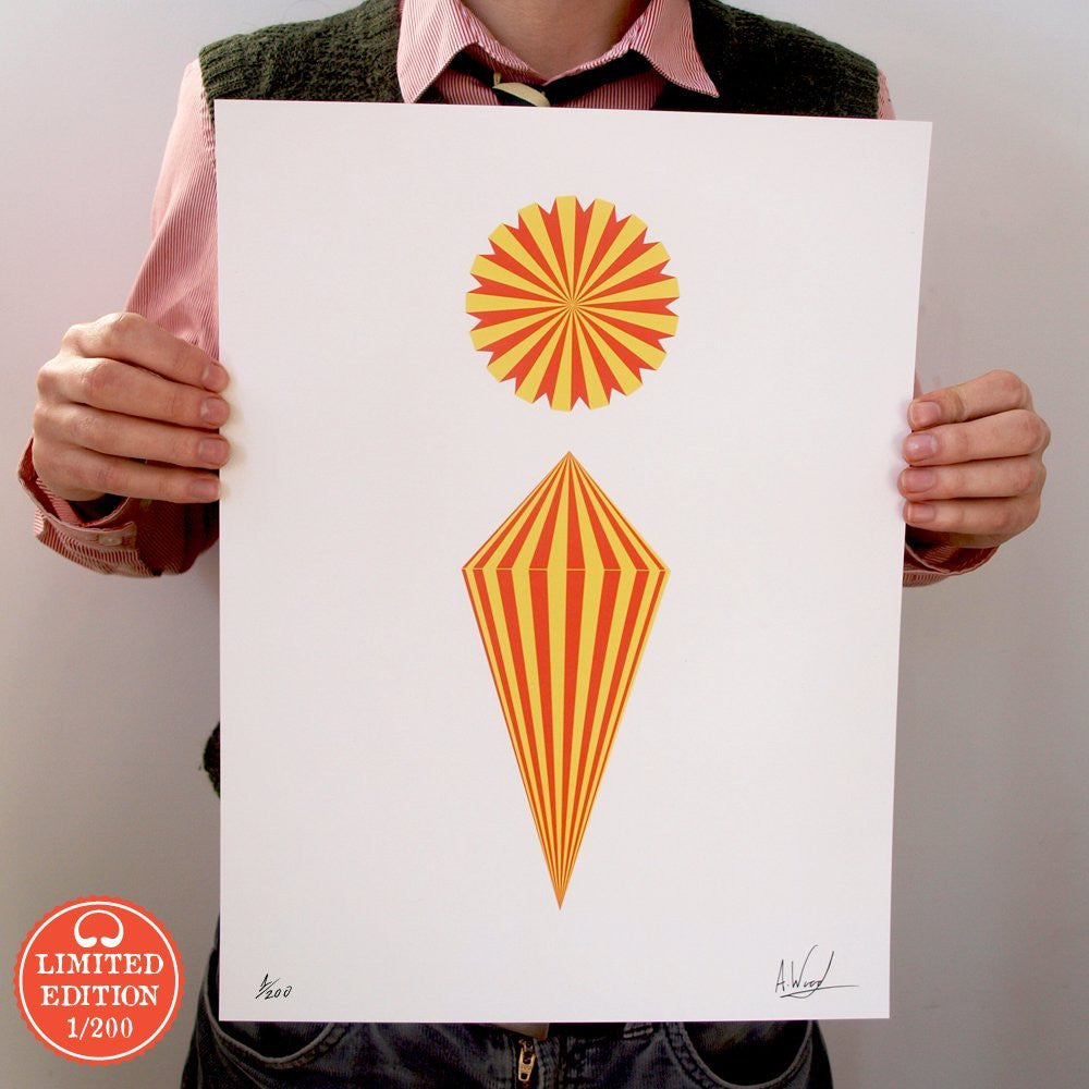 Bright Stem Art Print Modern Style Abstract Design Spinning Top Limited Edition 1/200 Signed by Artist - bright stem