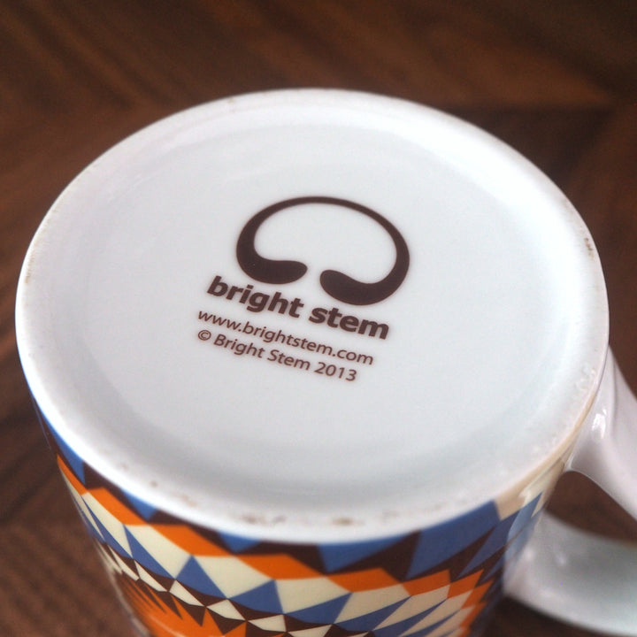 Bright Stem Porcelain Mug bottom  branded logo Coffee/Tea, High Quality, Robin Design 
