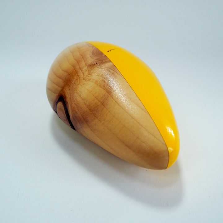 Abstract Sculpture S8.2 Pinewood with Yellow Paint Limited Edition 1/1 - bright stem