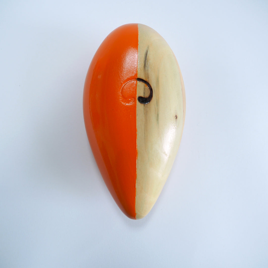 Abstract Sculpture S8.3 Pinewood with Orange Paint Limited Edition 1/1 - bright stem