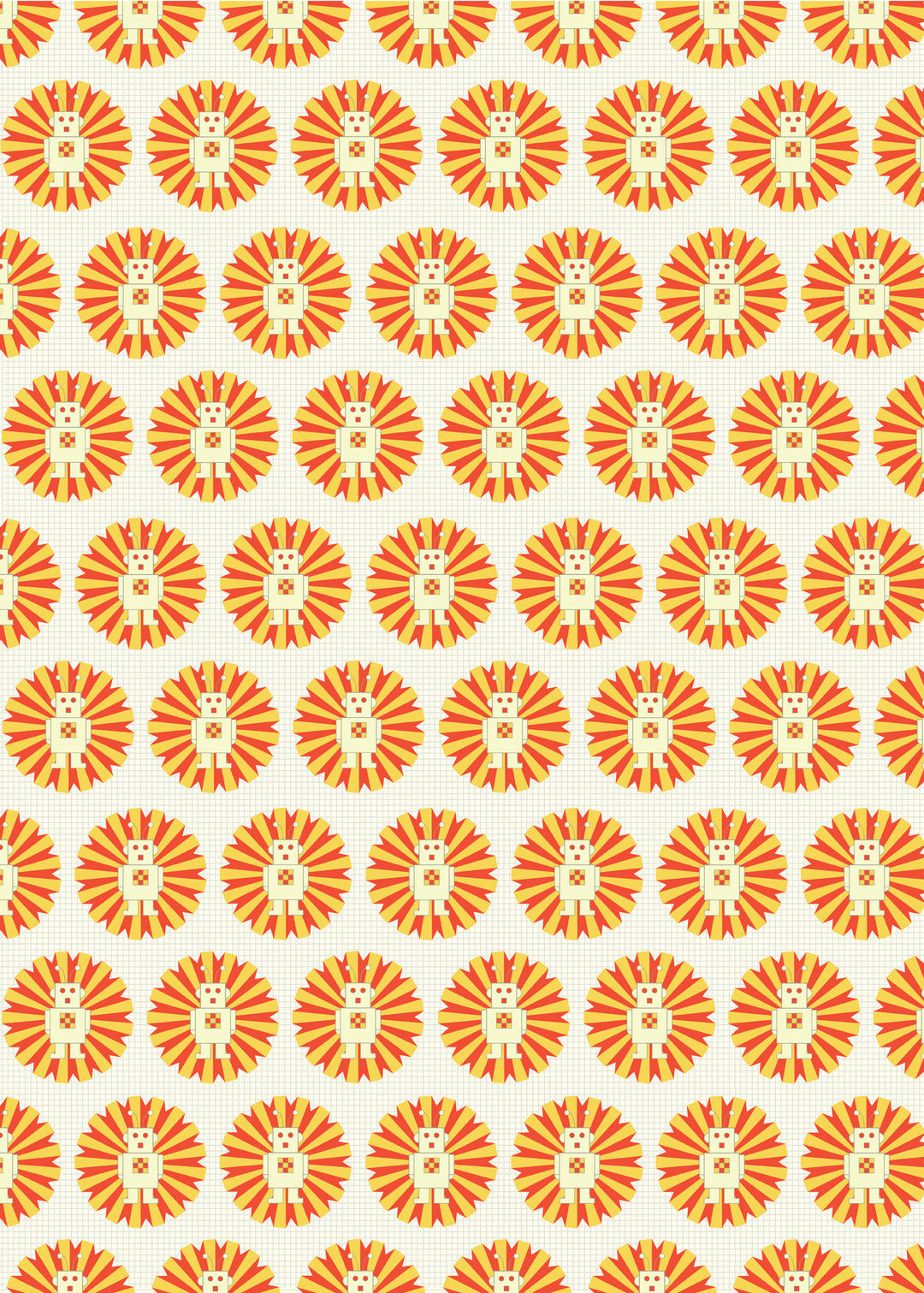 Kids Wrapping Paper Rolled (9) Sheets (Ray the Robot Design) - bright stem