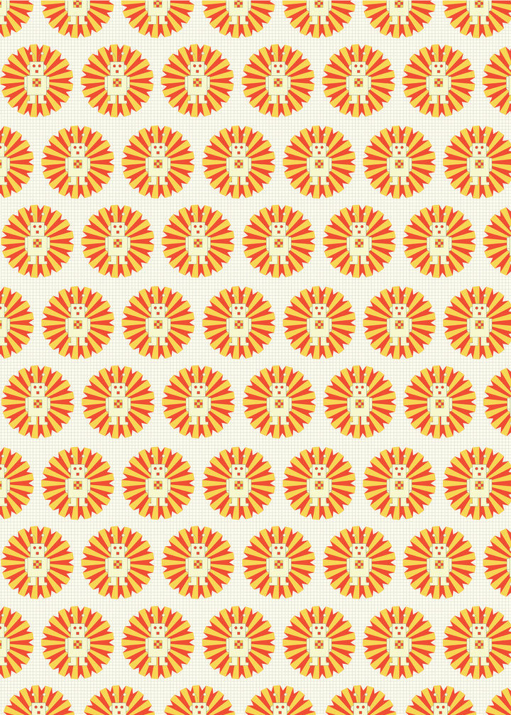 Kids Wrapping Paper Rolled (9) Sheets (Ray the Robot Design) - bright stem