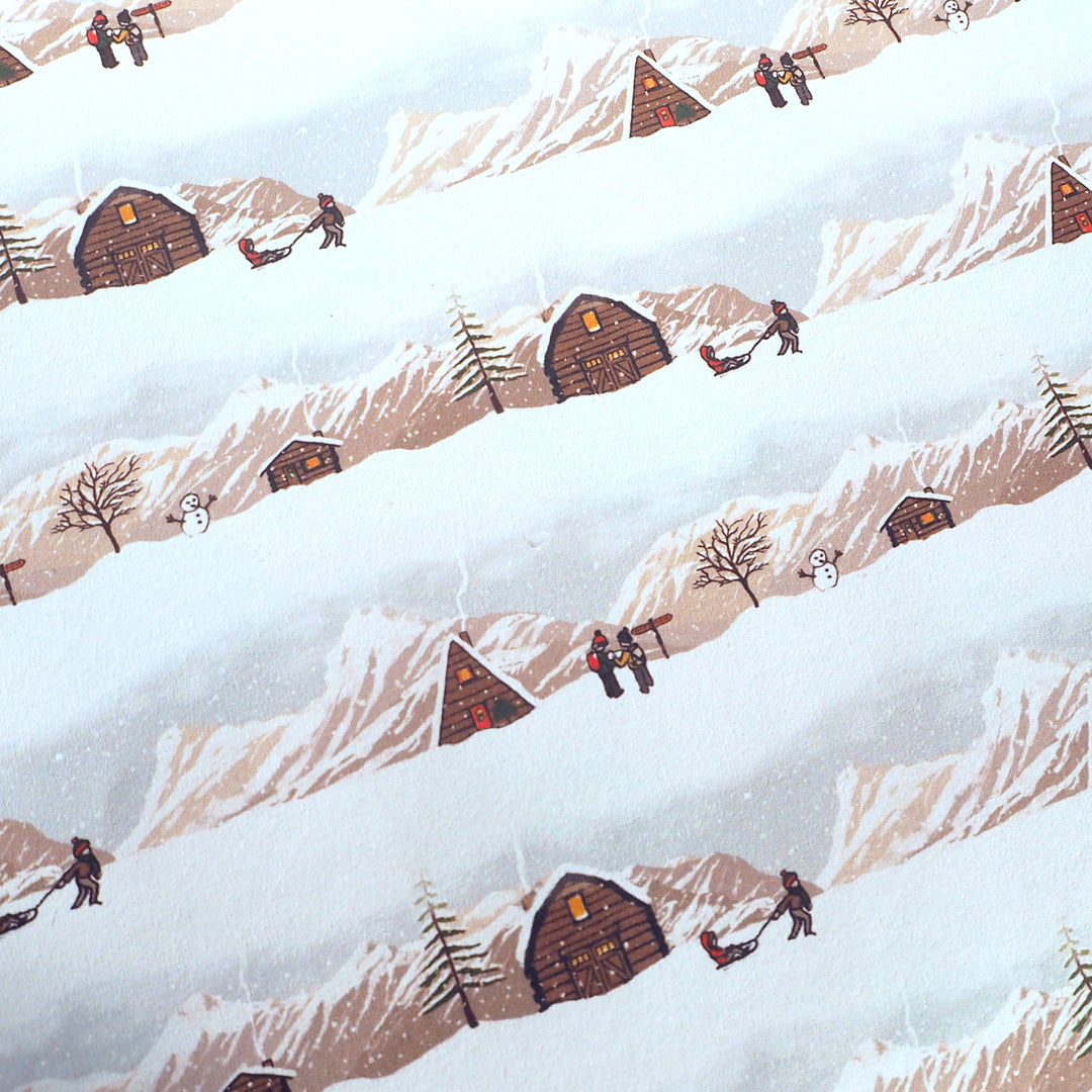 Bright Stem Recyclable Illustrated Christmas Wrapping Paper recycled snowy winter landscape pattern