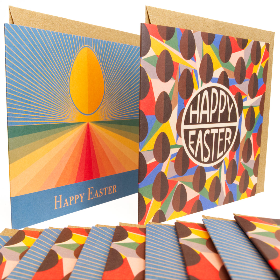 Bright Stem Happy Easter Cards and Envelopes 12 pack printed in the UK on recycled card