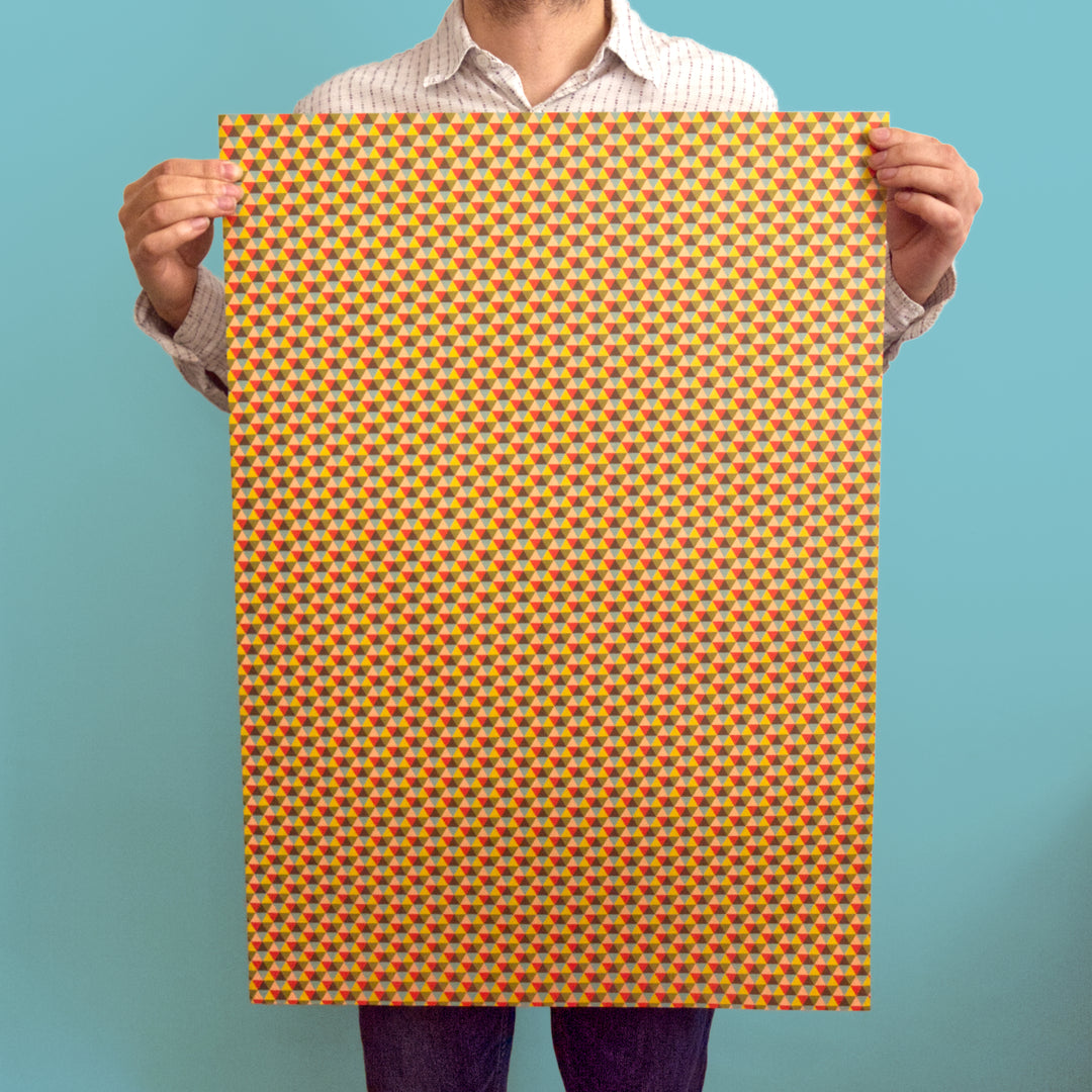 Bright Stem Gift Wrapping Paper Recyclable Rolled (9) Sheets (Triangle Pattern Design)