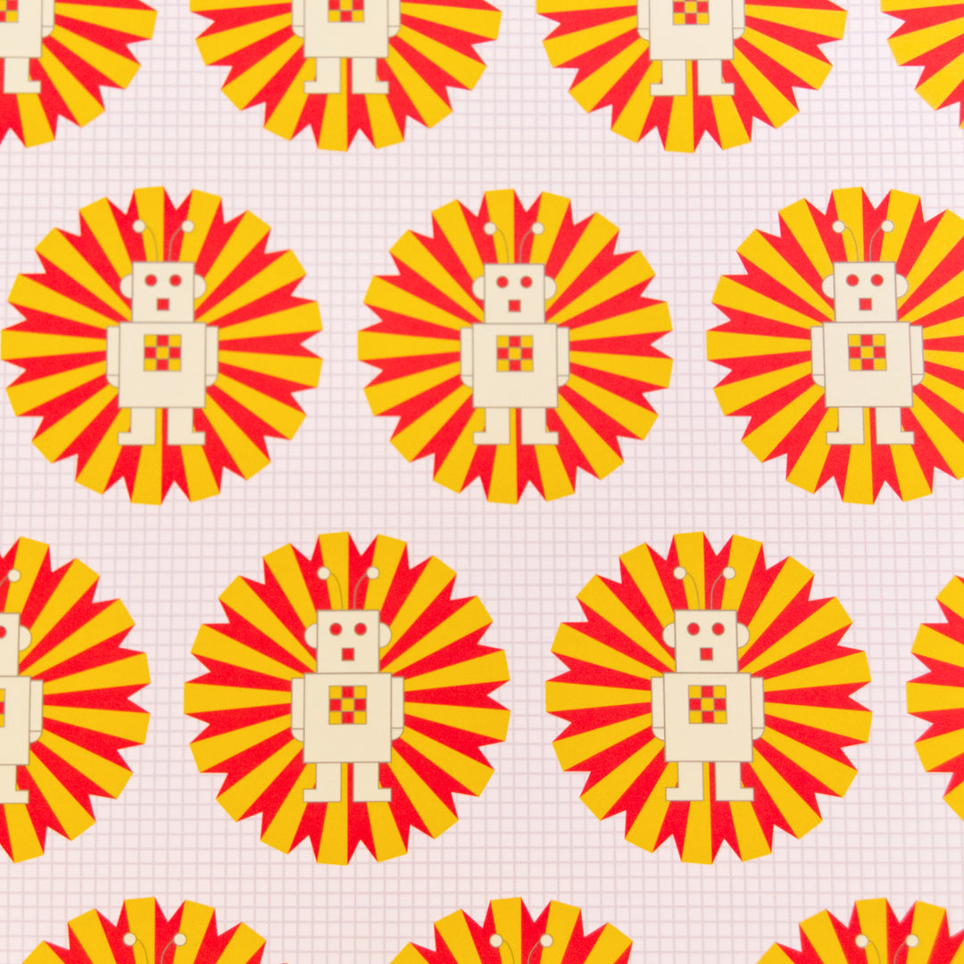 Bright Stem Robot Wrapping Paper Rolled (9) Sheets Kids (Ray the Robot Design)