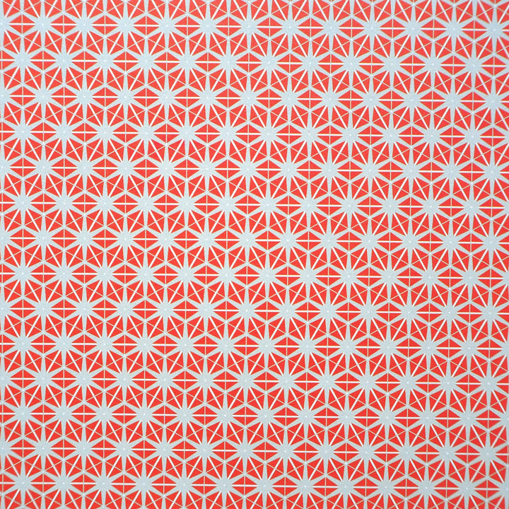 Recyclable Gift Wrapping Paper Featuring Orange and Grey Geometric Star Pattern