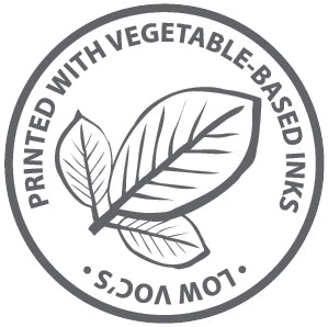 vegetable based inks low voc's logo. All bright stem wrapping paper is eco friendly printed with vegetable inks