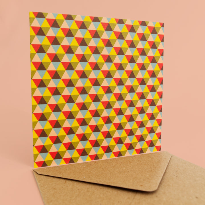 Bright Stem Triangle Pattern Greeting Card/Notecard and Envelope Multicoloured Blank