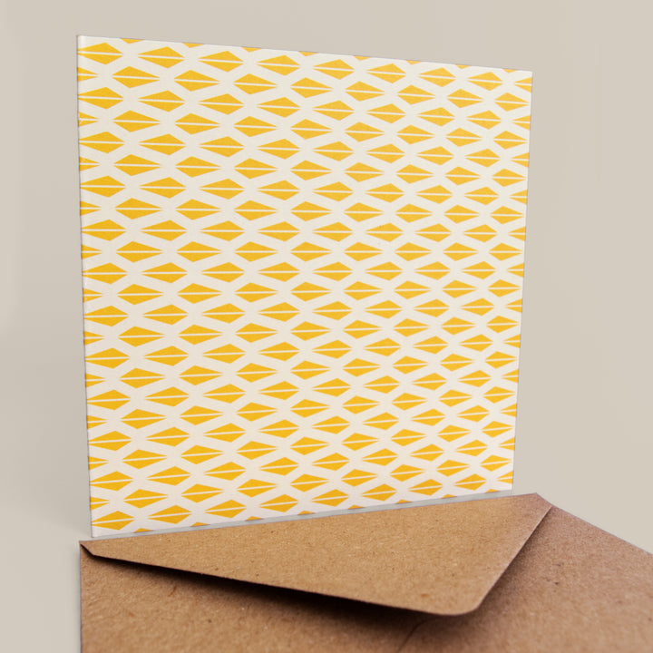 Bright Stem Blank Greeting Card/Notecard and Envelope Yellow Triangle Pattern