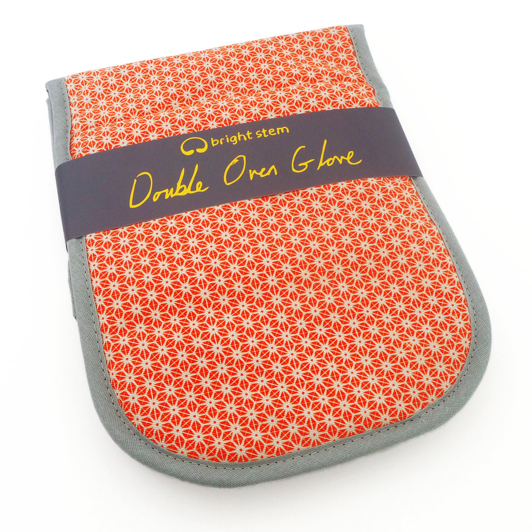 Bright Stem Oven gloves organic cotton  vintage Japanese style made in the UK with belly band