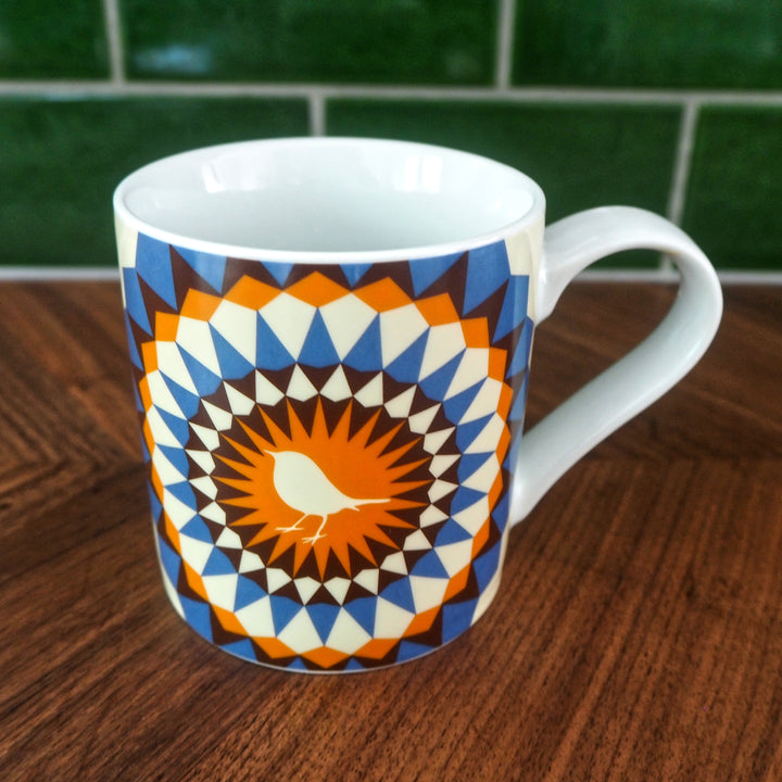 Bright Stem Porcelain Mug Coffee/Tea, High Quality, Robin Design 