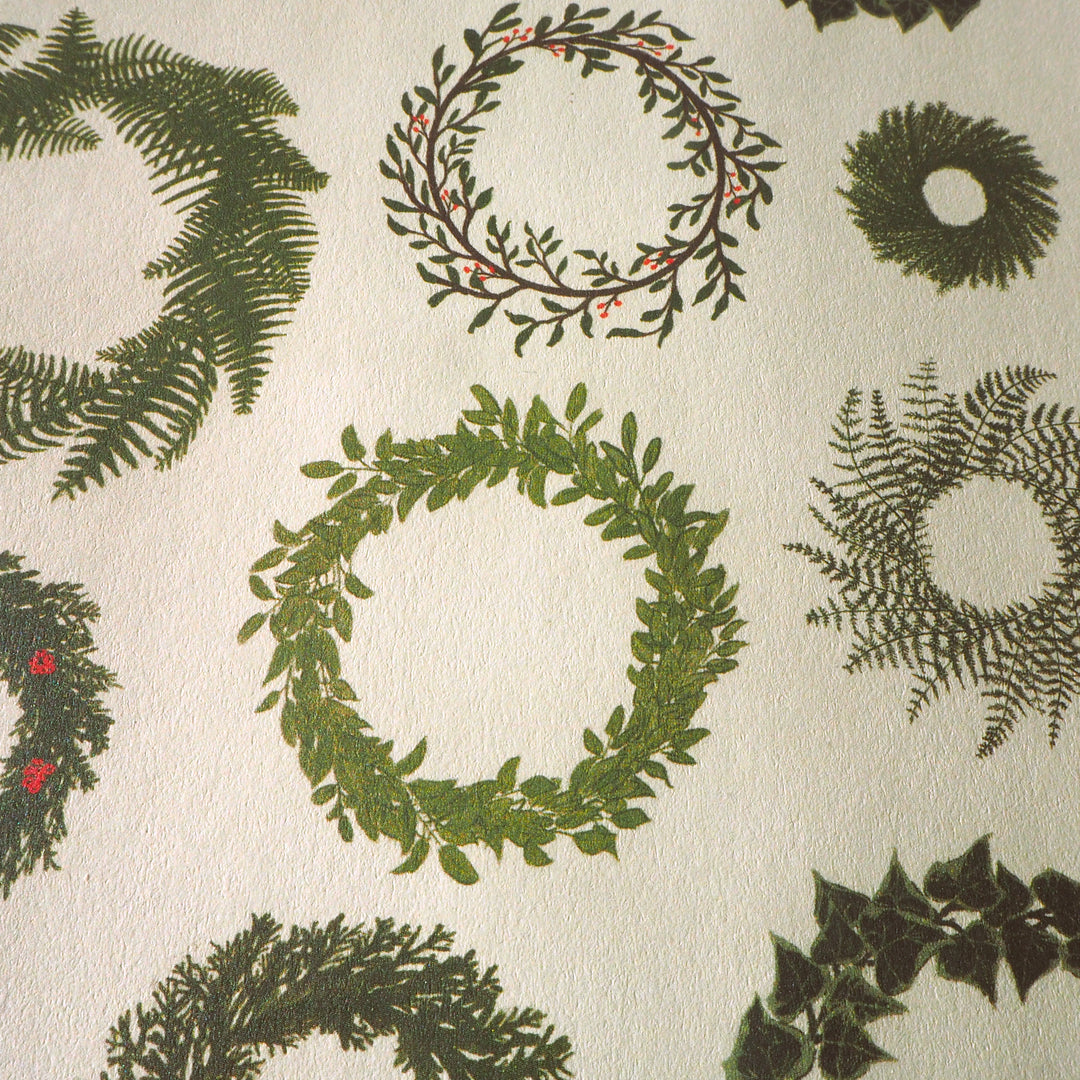 Bright Stem Recyclable Illustrated Christmas Wrapping Paper recycled wreaths