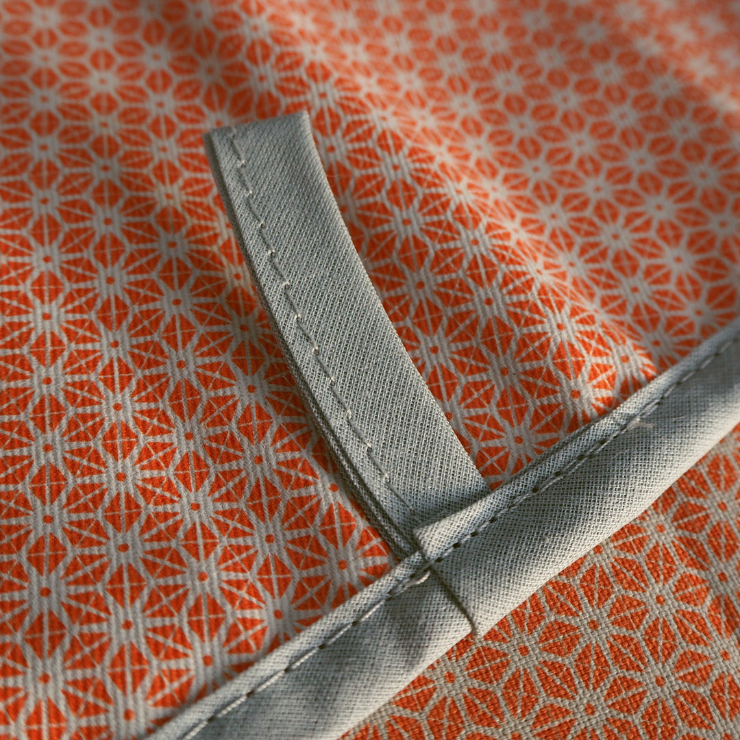 Double Oven Gloves made from Organic Cotton with Orange Star Pattern