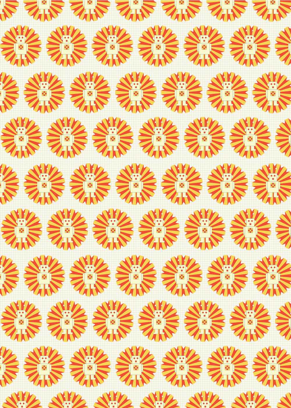Kids Wrapping Paper Rolled (9) Sheets (Ray the Robot Design) - bright stem